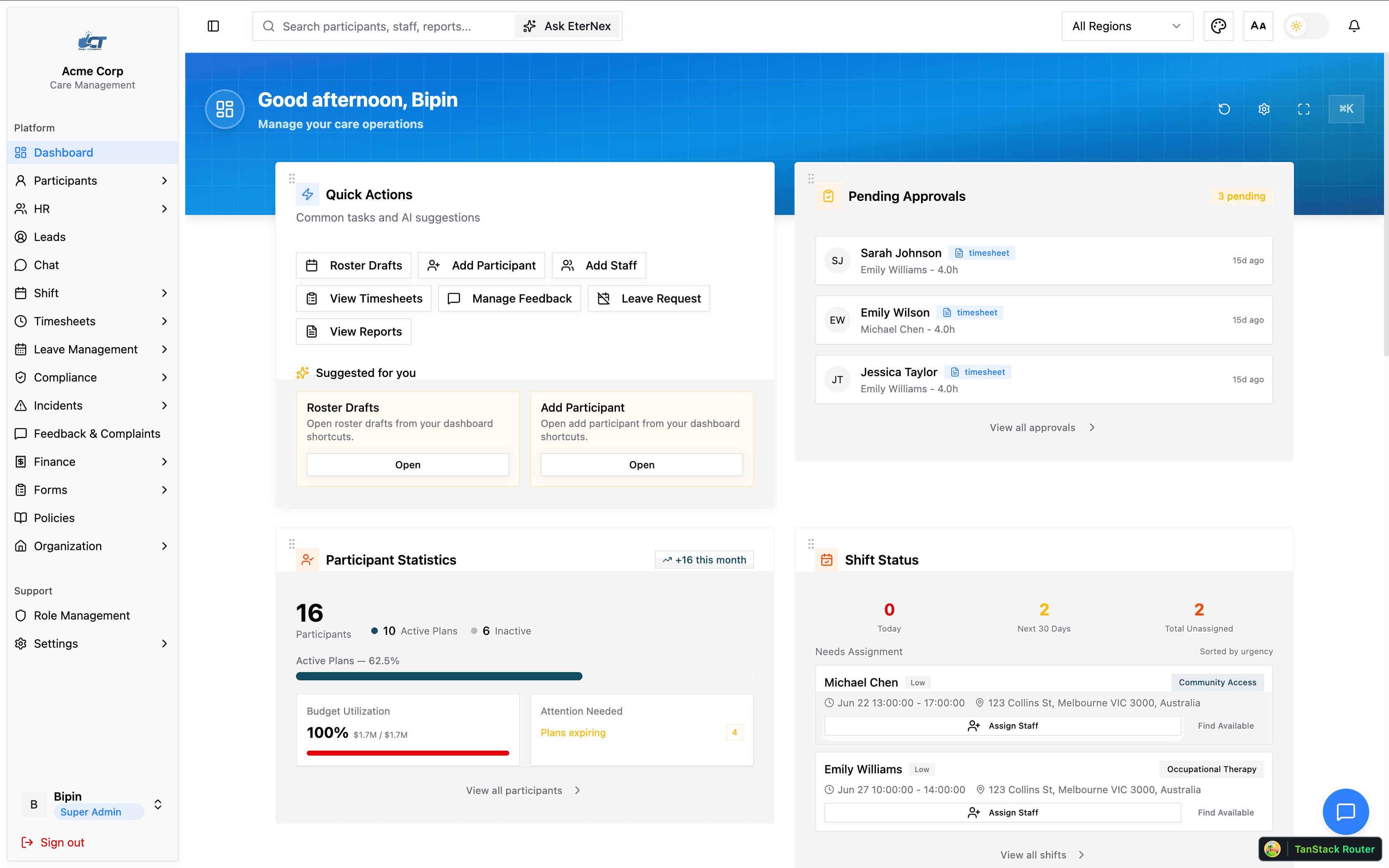 Operations intelligence dashboard screenshot